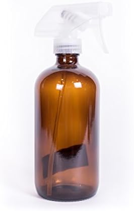 Everything4Oils 16 oz Amber Glass Bottle with Trigger Sprayer for Essential O...