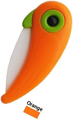 Magical Home kitchen cute cartoon bird folding practical fruit zirconia ceramic knife Paring anti-skid ABS handle Outdoor Camping Fruit Cutlery For DIY Kitchen Tools (orange)