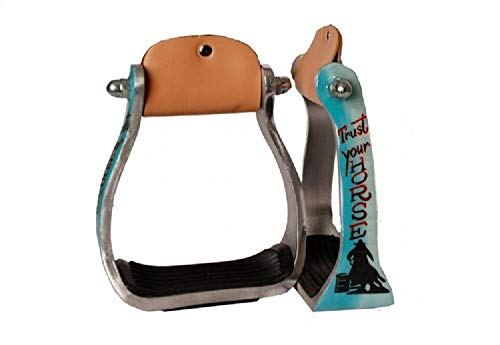 Showman Barrel Racing Show Trust Your Horse Turquoise Saddle Aluminum Stirrups