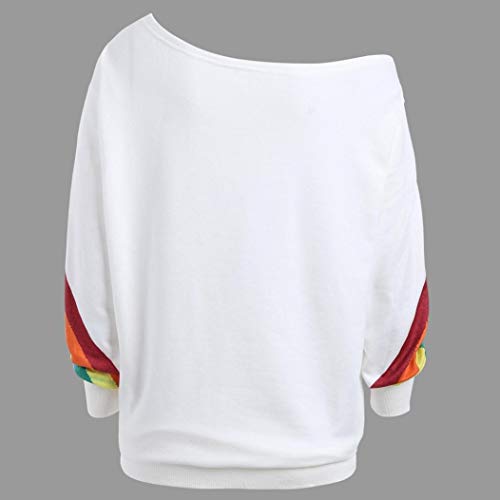 image for GOVOW Casual Long Sleeve Shirts Women Clearance Sale Loose Rainbow Pri
