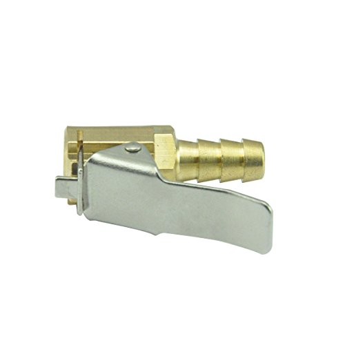 AutoEC Open Flow Air Chuck with Clip, Tire Inflator Lock-on Air Chuck - Tire Inflator Valve Connector - 6mm 1/4’’ Brass