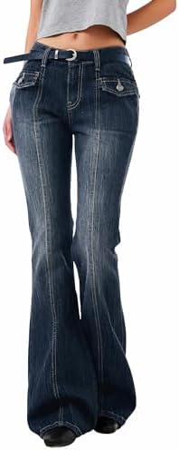Amazon.com: Low Rise Flare Jeans for Women Baggy Y2K Stretchy Bell