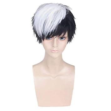 Beron Cool Men Boys Short Straight Black To White Two Tone Mixed