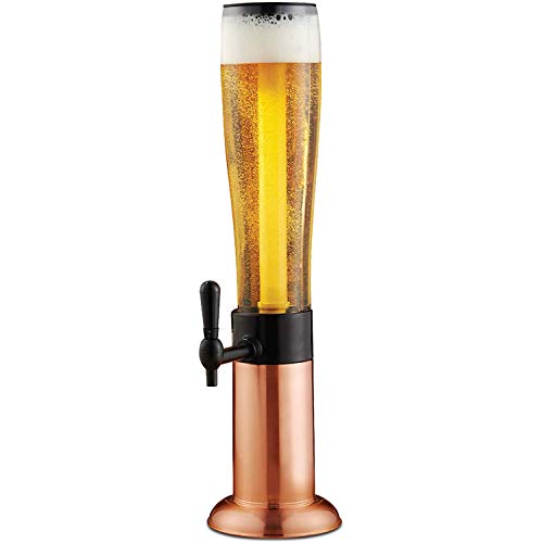 Refinery Beer Tower Drink Dispenser with Pro-Pour Tap and Freeze Tube to Keep Beverages Ice Cold, Perfect for Parties and Gameday, Home Bar Accessories, Simple to Clean, 2.75 Qt./2.6 L, Copper Finish - Thumbnail 3