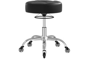 Rolling Stool Heavy Duty 400lb: Super Soft Seat Cushion,360° Swive,Height Adjustability,No Squeaky Noises,No Tip Over,New Upg