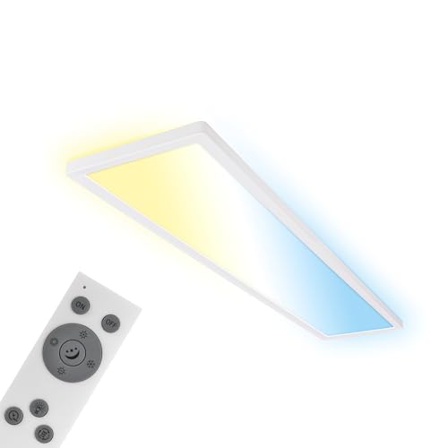 BRILONER - LED Deckenlampe 98cm mit indirektem Licht, flach, dimmbar, CCT, Lampe, Deckenleuchte, Wohnzimmerlampe, LED Panel, Kuechenlampe, Schlafzimmerlampe, Flurlampe, 98x20x3 cm, Weiss