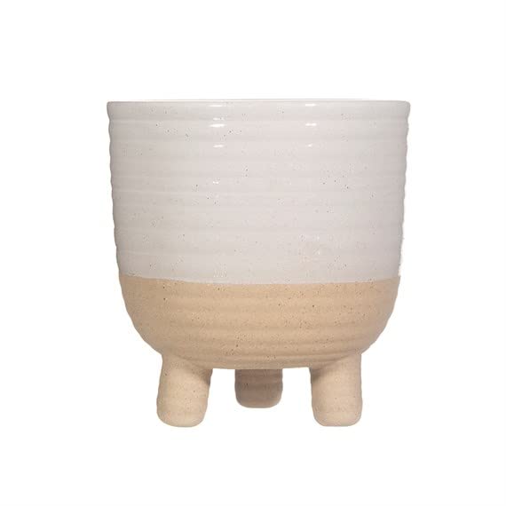 Sass & Belle Rustic White Half Glazed Large Planter