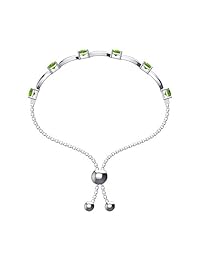 Belinda Jewelz - Pulsera de plata de ley para mujer, 6 brillantes cuadrados, con piedras preciosas