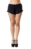 Sidecca Ruffle Knit Hot Shorts-Black-Medium