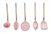 COOK with COLOR 5 Piece Pink Nylon Cooking Utensil Set on a Ring with Rose Gold Copper Handles