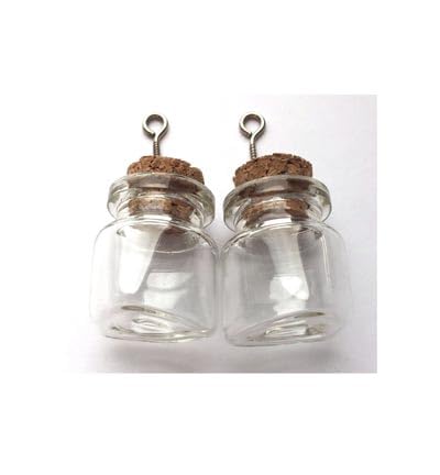 Glass Miniature Bottles - Triangle - 22x25mm - 2pcs