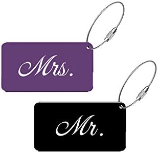 Wedding and Anniversary Gift - Elegant Mr Mrs Luggage Tags with Nice Metal Finish (Now in Pink or Purple)