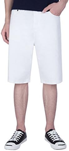 Grimgrow Men's Casual Loose Straight Denim Shorts Comfy Lightweight Athletic Short Jeans White 33