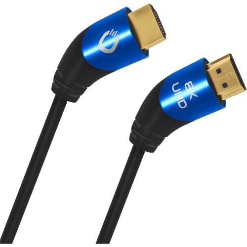 OEHLBACH Shape Magic 40-8K Ultra High Speed 2.1 HDMI Cable - Certified 48 Gbps (40 Degree Angle Plug 3-Way Shielding OFC Copper Full Metal Connector) Black - 1 m