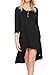 Naggoo Womens 3 4 Sleeve High Low Handkerchief Hemline Tunic Top Black