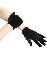 BABEYOND Guantes de terciopelo corto de ópera satinado para banquetes de muñeca guantes de fiesta de té guantes de baile.