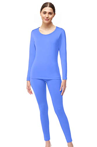Womens Microfiber Fleece Thermal Underwear Long Johns AZ 2000 Blue XXL