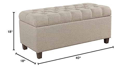 Homepop Home Decor | Tufted Ainsley Button Storage Ottoman Bench with Hinged Lid | Ottoman Bench with Storage for Living Room & Bedroom, Tan - Image 10