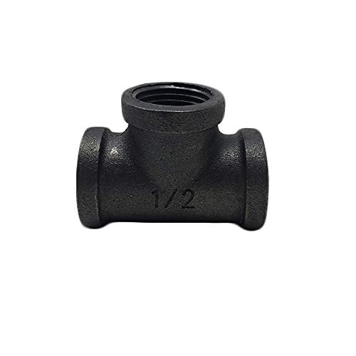 1/2" Tee pipe decor cast iron black pipe floor threaded pipe fitting industrial steampunk vintage retro decor furniture DIY wall industrial plumbing (10 Piece Set)