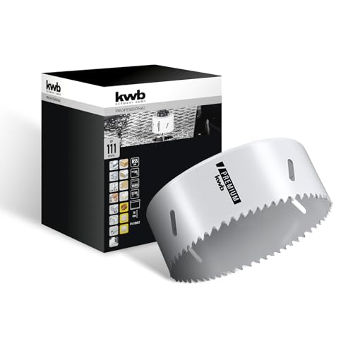 kwb HSS Bi-Metall-Lochsaege Ø 111 mm, 8% kobaltlegiert mit progressiver Vario-Zahnung und hoher Praezision fuer den vielseitigen Einsatz