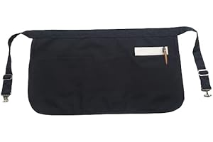 John G Brown & Sons 3 Pocket Waist Apron with Metal Clasp, Large Pocket Half Short Apron for Waitress, Waiters, and Food Serv