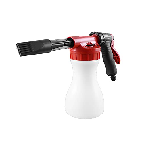 Garden Adjustable Snow Foam Gun Sprayer, 900ml Car Cleaning Foam Lance, High-Pressure Anti-Slip Water Gun Fit Universal Garden Hose for Car House Washing Garden Watering (Red)