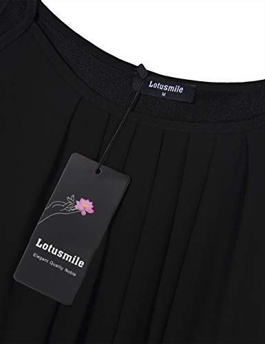 Lotusmile Spaghetti Strap Tank Top, Womens Summer Sleeveless Cool Casual A Line Pleated Chiffon Camisole, Black XL - Thumbnail 3