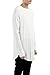 LILBETTER Mens Hipster Hip Hop Basic Longline Curved Hem Crewneck Long Sleeve T-shirt (White,Large)
