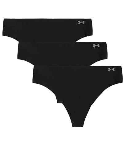 3-Pack Pure Stretch No Show Thong Underwear, All-Day Comfort & Ultra-Soft Fit Tanga, Negro, XS (Pack de 3) para Mujer