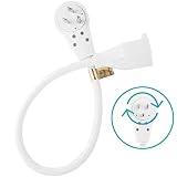 Maximm Cable 1 Foot 360&deg; Rotating Flat Plug Extension Cord/Wire, 3 Prong Grounded Wire 16Awg Power Cord - White - UL Listed
