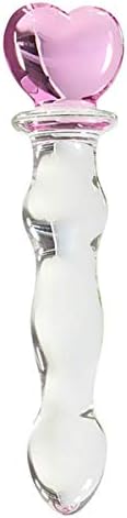 Pink Heart Shape Handle Medical-Grade Crystal Glass Stick for Women Men Back and All Over Body Deep Tissue Muscle Therapy