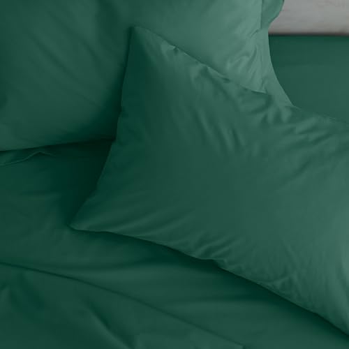Catherine Lansfield Easy Iron Percale Standard Pillowcase Pair Dark Green