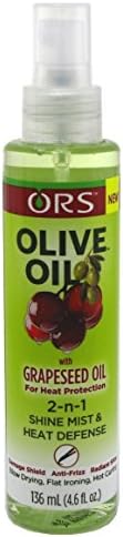 Ors Olive Oil With Grapeseed Oil 2-N-1 Shine Mist & Heat Defense 4.6 Ounce (136Ml) (3 Pack)
