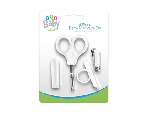 Baby Manicure Pedicure Grooming Kit for New-Borns, Infant & Toddler Babies (Set of 4) (White)