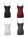 Made by Emma Basic Solid Long Length Adjustable Spaghetti Strap Tank Top Black/White/Charcoal/DARKBURGUNDY L
