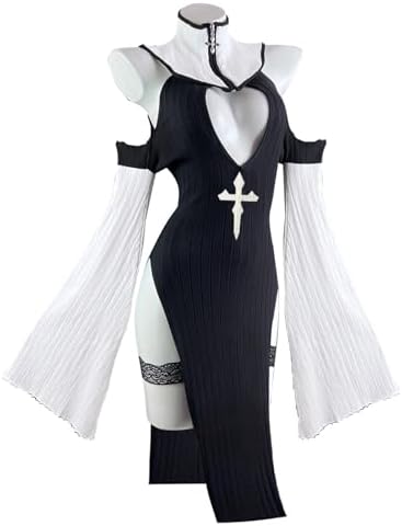 nun prom dress Amazon.com: Women Nun Costume Gothic Nun Dress Uniform Bodysuit Halloween Cosplay Costumes High Slit Party Gown Maid Costume Black : Clothing, Shoes & Jewelry