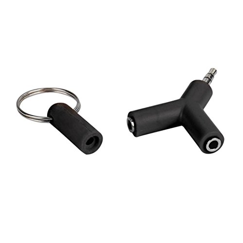 Livoty Audio Splitter Y Jack Male to 2 Female M/F 3.5mm Stereo Earphone (Black)