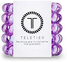 TELETIES - TinyTELEs Collection - Spiral Hair Coils - Ponytail Holder Hair Ties for Women - Phone Cord Hair Ties - Strong Grip, No Rip, Water Resistant, No Crease Hair Tie Coils - 5 pack (Dottie)