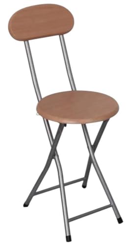 MOMENT Portable Wooden Folding Chair with Backrest, Steel Tube Bracket 330lbs, Foldable Prayer Chairs Round Seat Stool for Adults, Camping, Picnics, Prayer, Masjid, Indoor and Outdoor, Brown