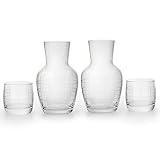 American Atelier 2-Pack Medallion Checker 2 Piece Set Night Carafe - Sophisticated Checkered Design w/Glass Tumbler Perfect for Bedside/Desktop/Shelf for All Occasions