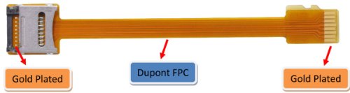 Bplus B1809A : microSD to microSD FPC Extender Cram shell microSD Connector, Total Length 9cm
