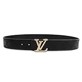 LV Fashion Leather Metal Buckle Belt, Luxury Designer Dress Black Belts Unisex