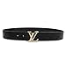 LV Fashion Leather Metal Buckle Belt, Luxury Designer Dress Black Belts Unisex