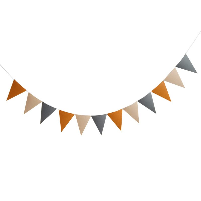 Brown triangular flag banner.Autumn brown tied garlands.12 triangular flags per banner, felt banner for birthday party wedding decoration (2,5m)