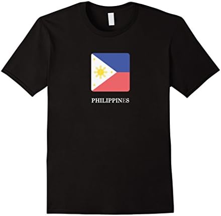 Men's Philippines National Flag T-shirt White Letter Filipino Flag XL Black