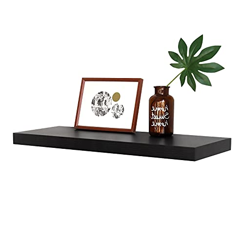 WELLAND 12" Deep Espresso Floating Shelf, Wall Shelf Display Floating