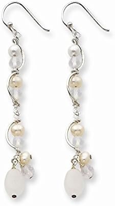 Sterling Silver FW Cultured Pearl/Opalite Crystal/Moonstone Earrings