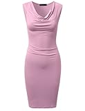 DRESSIS Womens Knitted Sleeveless Cowl Neck Fitted Dress
