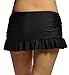 DUSISHIDAN Womens Swim Skirt, Ruffle Skirted Bottoms with Panty, Black Skort Swimsuits,Size XL