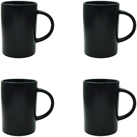 Culver 14-Ounce Midnight Café Ceramic Mug, Black, Set of 4